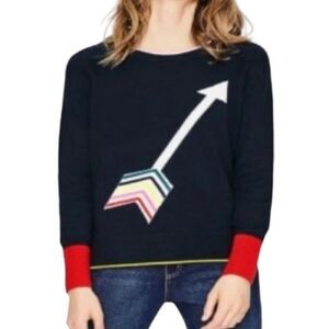 BODEN Women's Arrow Intarsia Romy Rainbow Arrow Sweater Navy Blue Size XS